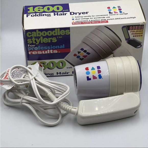 Vintage Caboodles Folding Hair Dryer With Box C-181 Mini Travel Dual Volt Tested - Picture 3 of 9